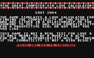 Great Computer-Sim Love Calculator, The